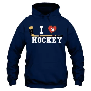 I Love Hockey Hoodie - Navy