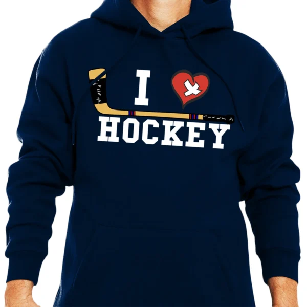 I Love Hockey Hoodie - Navy