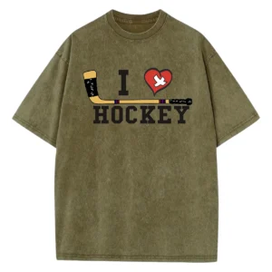 I Love Hockey Washed Tshirts