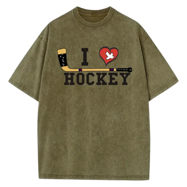I Love Hockey Washed Tshirts