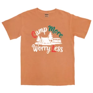 Camp More Worry Less Vintage Unisex Comfort Colors T-shirts - Brunt Orange