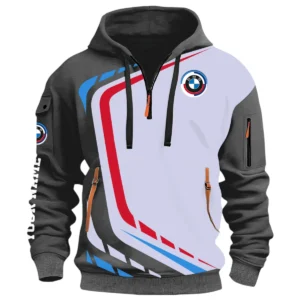 Professional Level Race Car Half Zip Hoodie, Casual Hoodie Multi Pocket TFSY26QZ3H039 – Grey