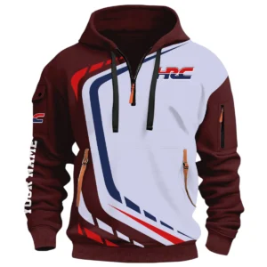 Motocross Half Zip Hoodie, Casual Hoodie Multi Pocket TFSY26QZ3H041 – Red Wine