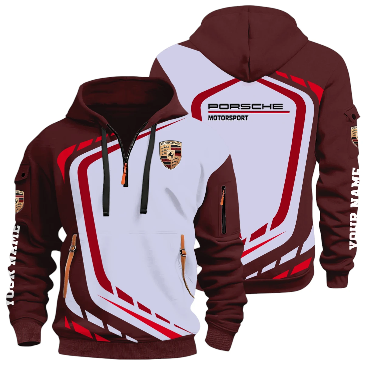 Performance Vehicle Half Zip Hoodie, Casual Hoodie Multi Pocket TFSY26QZ3H018 – Wine Red Performance Vehicle Half Zip Hoodie, Casual Hoodie Multi Pocket TFSY26QZ3H018 – Wine Red