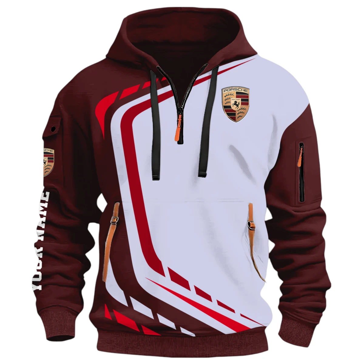 Performance Vehicle Half Zip Hoodie, Casual Hoodie Multi Pocket TFSY26QZ3H018 – Wine Red Performance Vehicle Half Zip Hoodie, Casual Hoodie Multi Pocket TFSY26QZ3H018 – Wine Red