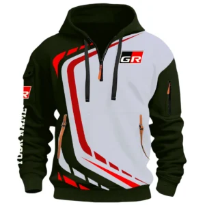 Motorsports Vehicles Half Zip Hoodie, Casual Hoodie Multi Pocket TFSY26QZ3H021 – Green