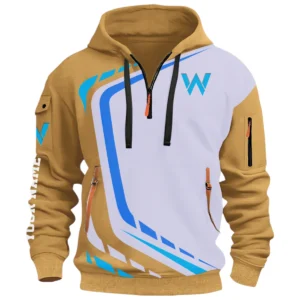 Retro Car Half Zip Hoodie, Casual Hoodie Multi Pocket TFSY26QZ3H022 – Khaki