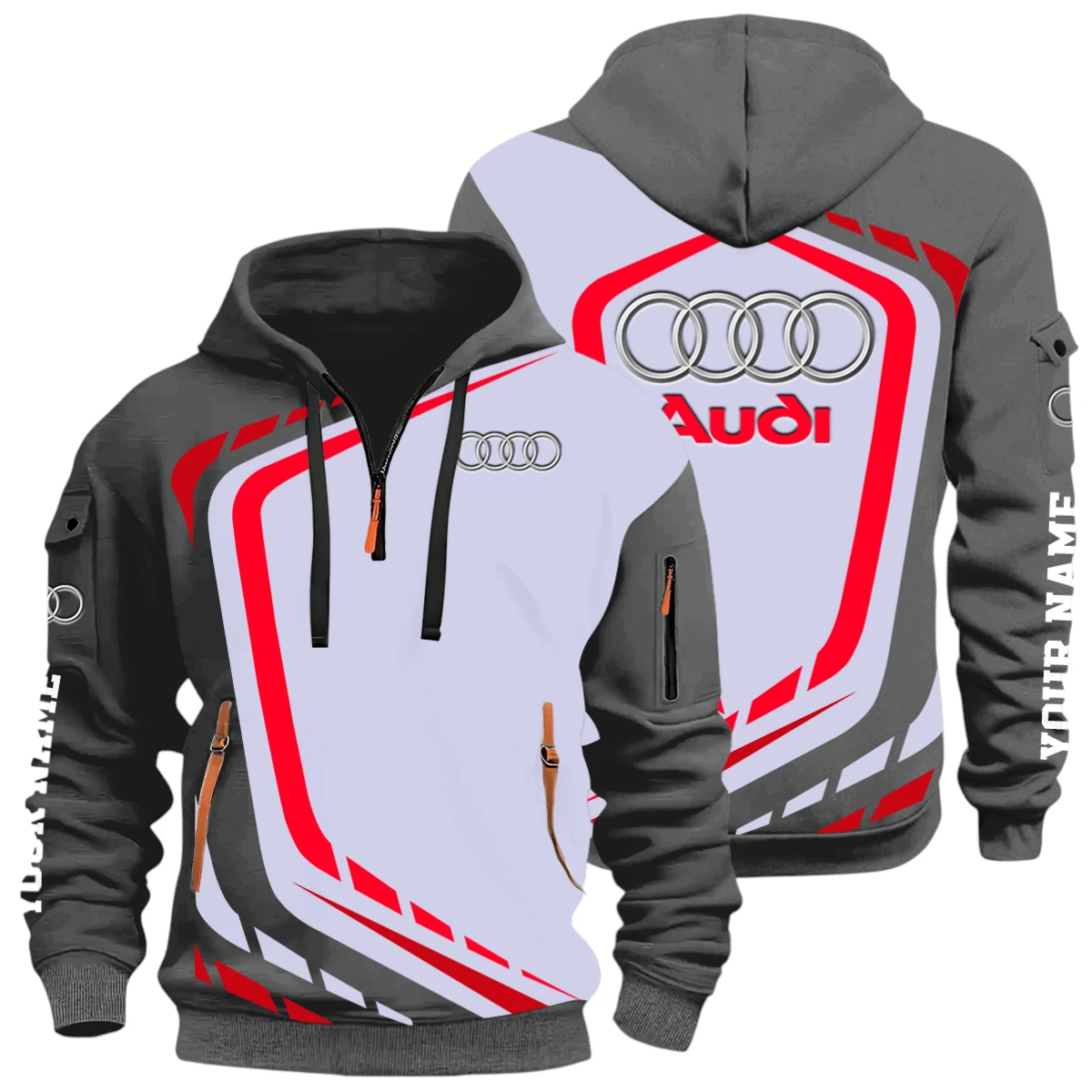 Vehicles Half Zip Hoodie, Casual Hoodie Multi Pocket TFSY26QZ3H042 – Grey Vehicles Half Zip Hoodie, Casual Hoodie Multi Pocket TFSY26QZ3H042 – Grey