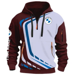 Off-Road Sedan Half Zip Hoodie, Casual Hoodie Multi Pocket TFSY26QZ3H045 – Red Wine