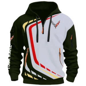 Sports Vehicle Half Zip Hoodie, Casual Hoodie Multi Pocket TFSY26QZ3H004 – Green