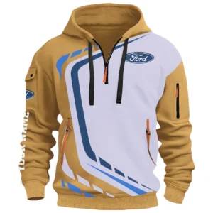 Off Road Car Half Zip Hoodie, Casual Hoodie Multi Pocket TFSY26QZ3H005 – Khaki