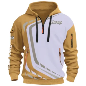 Off-Road Vehicle Half Zip Hoodie, Casual Hoodie Multi Pocket TFSY26QZ3H050 – Khaki