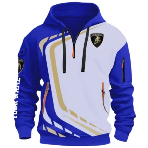 High Performance Car Half Zip Hoodie, Casual Hoodie Multi Pocket TFSY26QZ3H052 – Blue