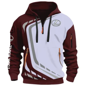 Sports Sedan Half Zip Hoodie, Casual Hoodie Multi Pocket TFSY26QZ3H055 – Red Wine