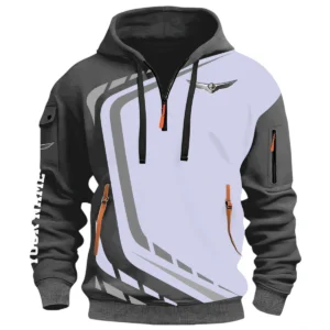 Street Off-Road Half Zip Hoodie, Casual Hoodie Multi Pocket TFSY26QZ3H025 – Grey