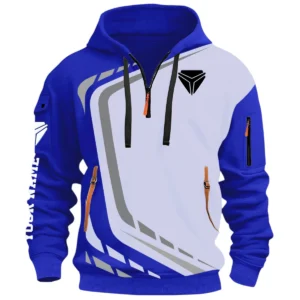Sport Automotive Half Zip Hoodie, Casual Hoodie Multi Pocket TFSY26QZ3H031 – Blue
