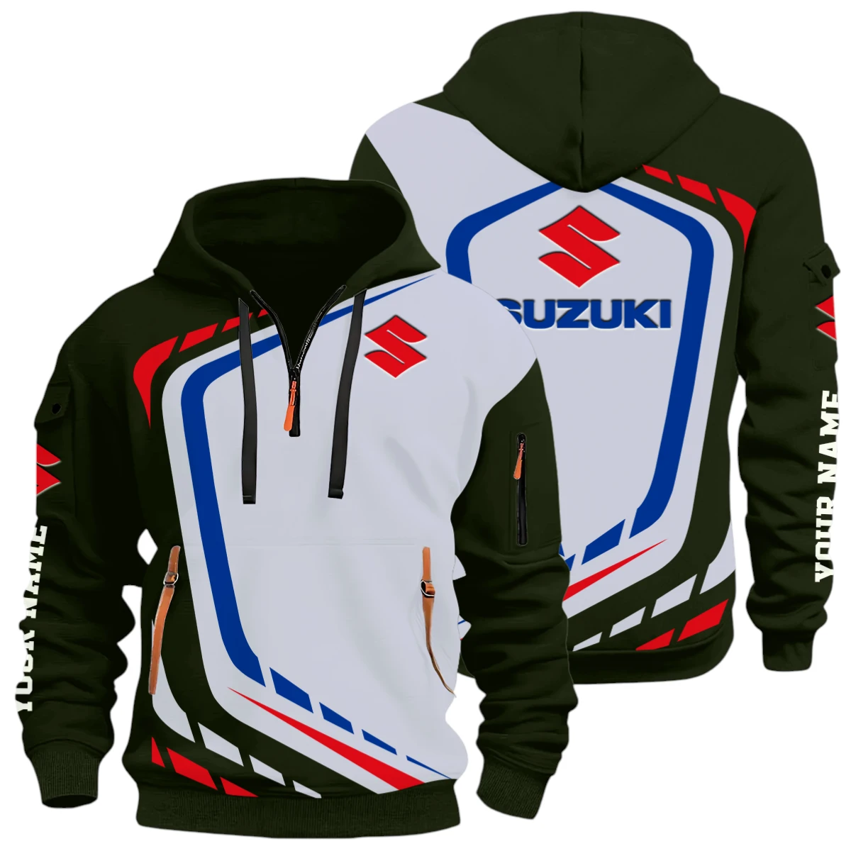 Sport Automobiles Half Zip Hoodie, Casual Hoodie Multi Pocket TFSY26QZ3H033 – Green Sport Automobiles Half Zip Hoodie, Casual Hoodie Multi Pocket TFSY26QZ3H033 – Green