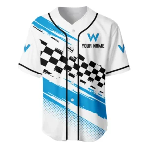 Retro Car Baseball Jersey, Lightweight Comfort Button Up TFSY63BJ3D008 – White