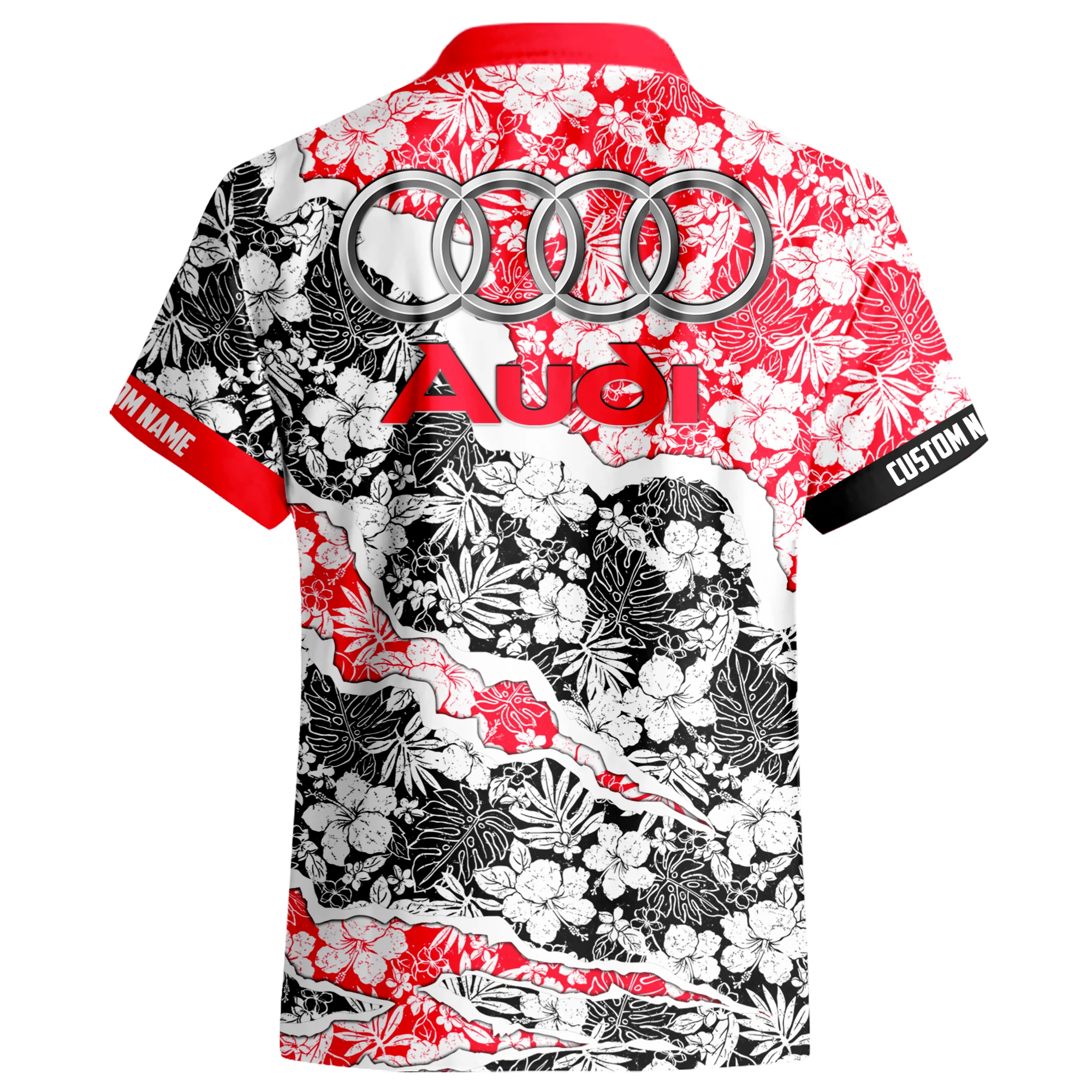 Vehicles Hawaiian Shirt Button Up Red-Black Vehicles Hawaiian Shirt Button Up Red-Black