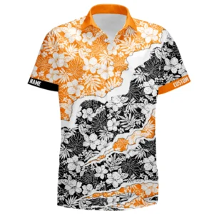 Performance Road Race Hawaiian Shirt, Casual Shirt Button Up TFSY7HW042 – Orange Black