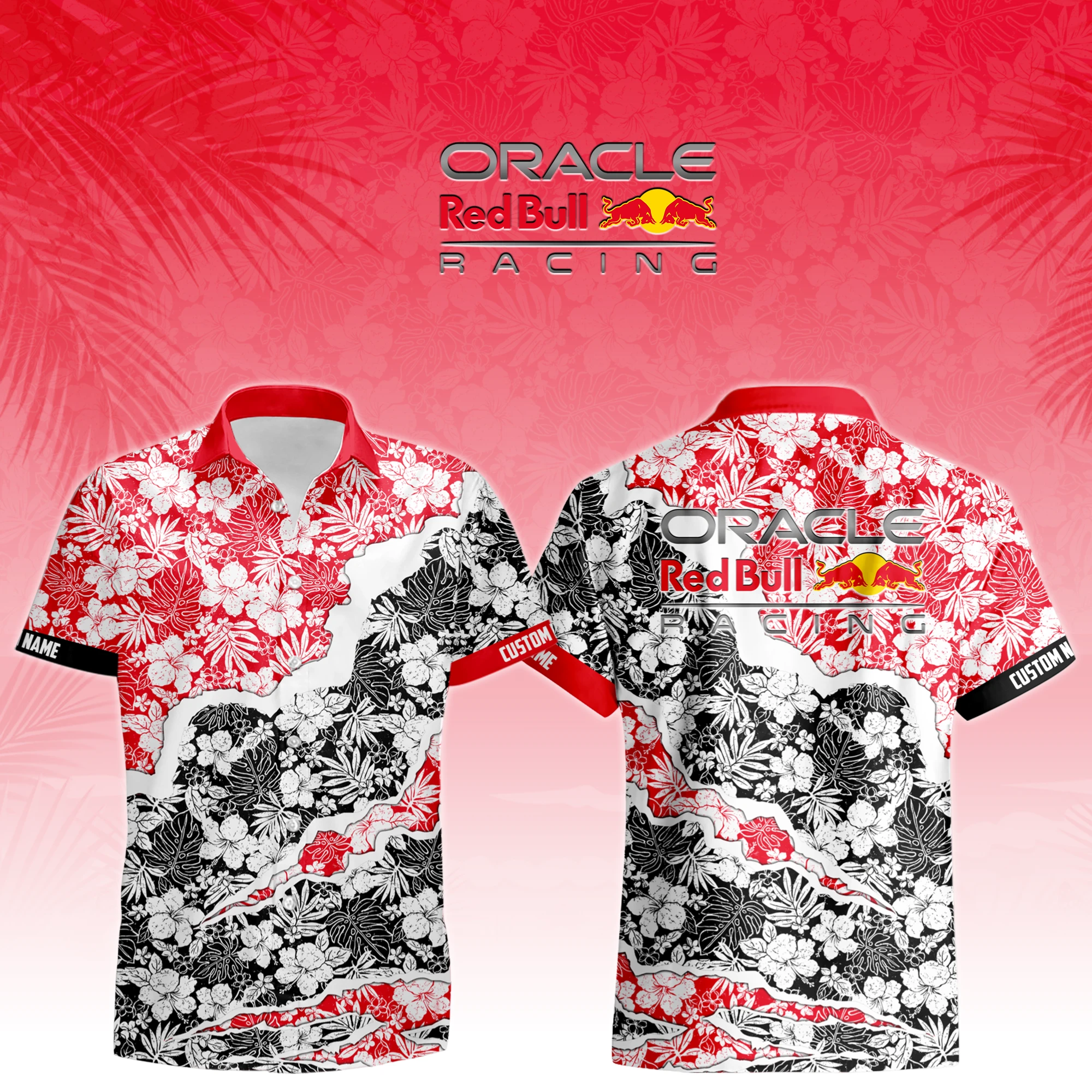 Extreme Performance Car Hawaiian Shirt Button Up Red-Black Extreme Performance Car Hawaiian Shirt Button Up Red-Black