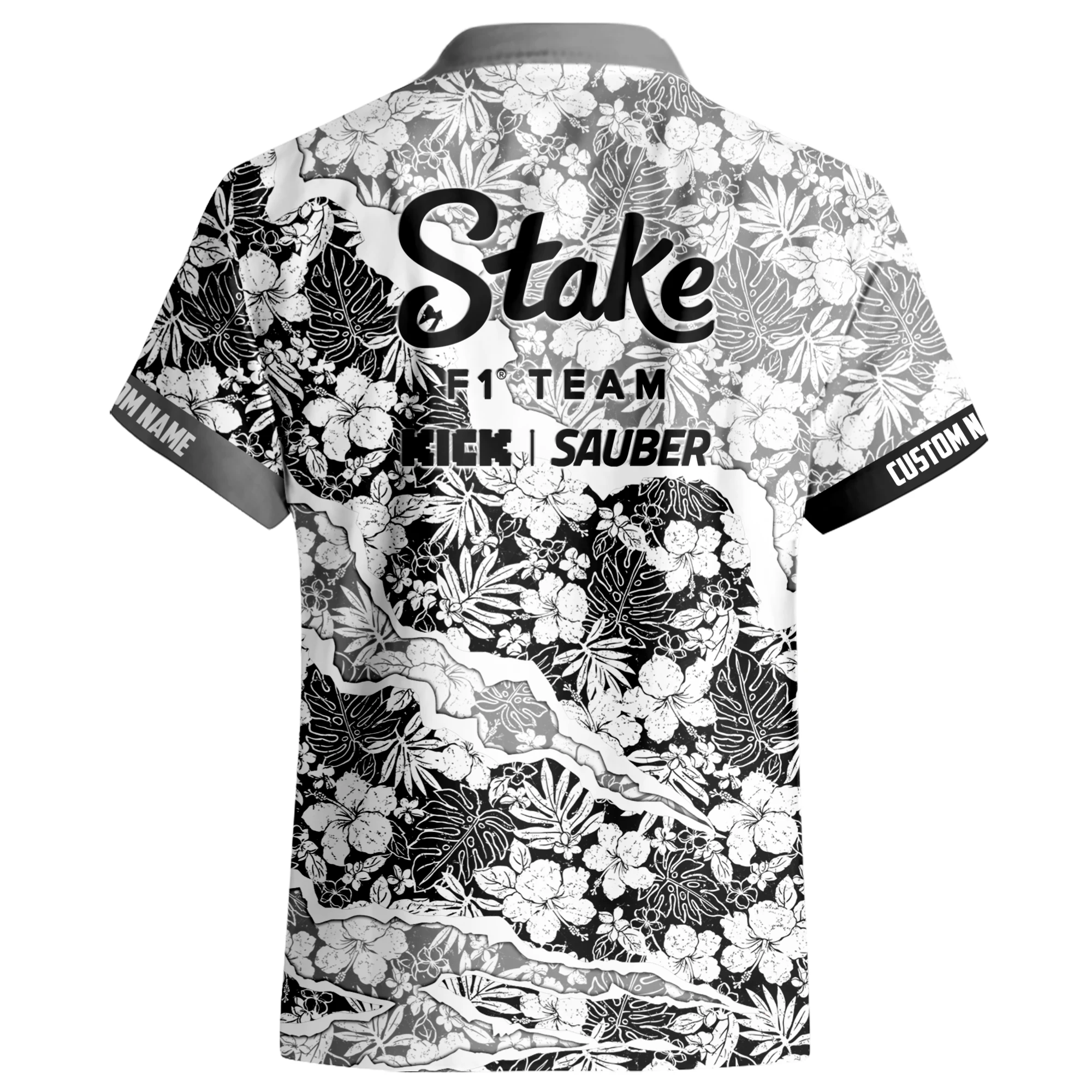 Road Race Hawaiian Shirt Button Up Grey-Black Road Race Hawaiian Shirt Button Up Grey-Black